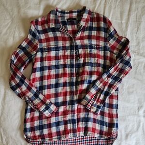 Plaid Kids Shirt - Red and Blue